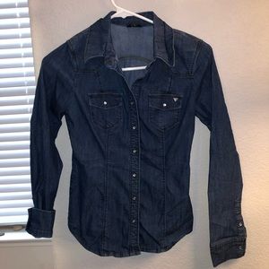 GUESS button down jean shirt/long sleeve